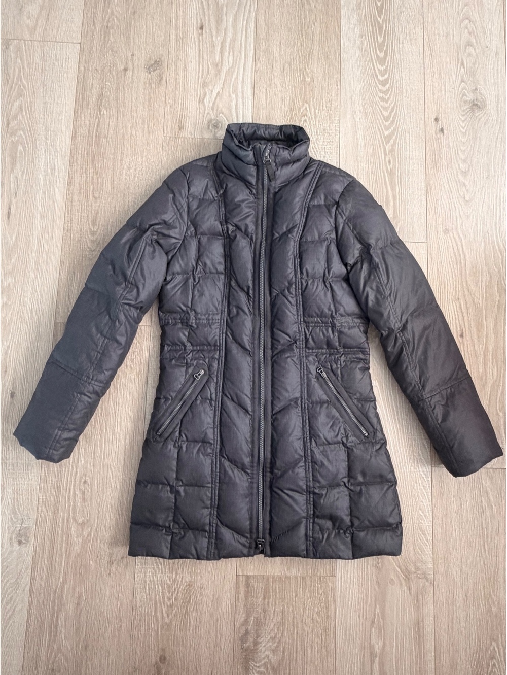 Prana Gray Long Puffer Jacket Size S